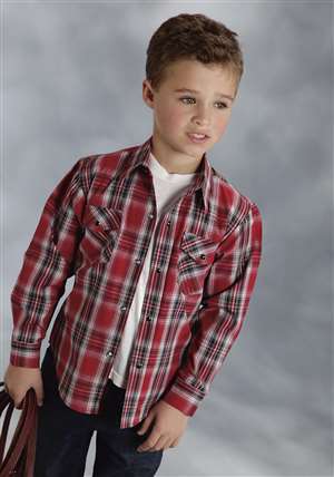 Amarillo Boys Red Long Sleeve Western Shirt