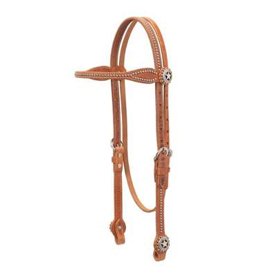  Texas Star Russet Browband Headstall, Hermann Oak Harness Leather