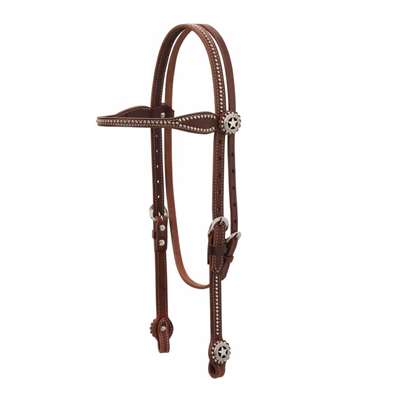  Texas Star Canyon Rose  Browband Headstall, Hermann Oak Harness Leather