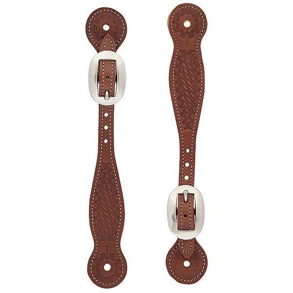 Basketweave Skirting Leather Spur Straps, Thin
