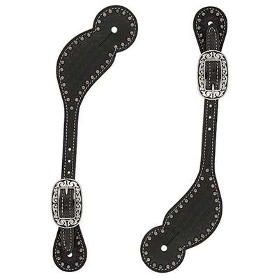 Basketweave Bridle Leather Spur Straps, Regular