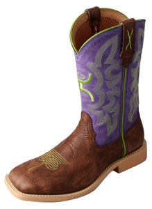 Twisted X Youth Hooey NWS Toe - Brown Shoulder/Purple