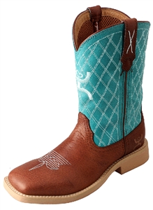 Twisted X Youth Hooey NWS Toe - Cognac/Turquoise