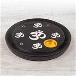 Wooden Incense Cone Plate, Om (Black)