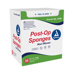 Medline Post-Op Sponges, 2 per pkg., 4x4"