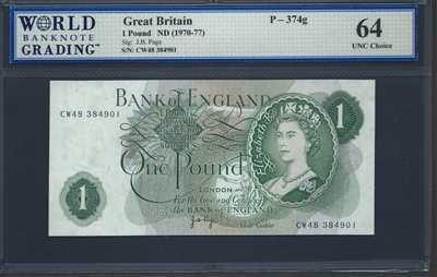 Great Britain, P-374g, 1 Pound, ND (1970-77), 64 UNC Choice