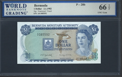 Bermuda, P-28b, 1 Dollar, 2.1.1982, 66 TOP UNC Gem
