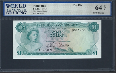 Bahamas, P-18a, 1 Dollar, 1965, 64 TOP UNC Choice