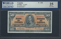 Canada, P-063b, 50 Dollars, 2.1.1937 Signatures: Gordon/Towers 25 Very Fine