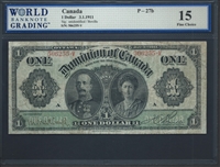 Canada, P-027b, 1 Dollar, 3.1.1911, Signatures: unidentified/Boville, 15 Fine Choice
