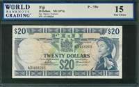 Fiji, P-075b, 20 Dollars, ND (1974), Signatures: Barnes/Earland, 15 Fine Choice