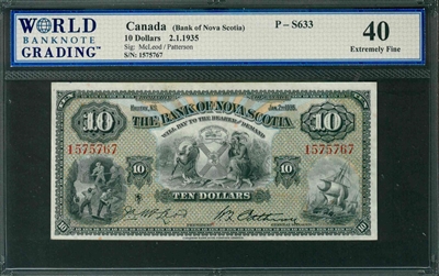 Canada, P-S633, 10 Dollars, 2.1.1935, Signatures: McLeod/Patterson, 40 Extremely Fine