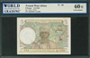 French West Africa, P-26, 5 Francs, 2.3.1943, Signatures: Keller/Poilay,  60Q Uncirculated, COMMENT:  staining 