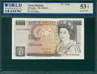 Great Britain, P-379e, 10 Pounds, ND (1988-91), Signatures: G.M. Gill,  53 TOP About UNC 