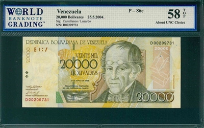 Venezuela, P-86c, 20,000 Bolivares, 25.5.2004, Signatures: Castellanos/Luzardo,  58 TOP About UNC Choice 