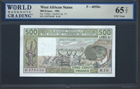 West African States, P-405Dc, 500 Francs, 1981, Signatures: Fadiga/Algabud (sig. 17), 65 TOP UNC Gem