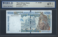 West African States, P-413Df, 5000 Francs, (19)98, Signatures: N'Goran/Banny (sig. 28), 67 TOP UNC Superb Gem