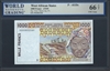 West African States, P-411De, 1000 Francs, (19)95, Signatures: Cisse/Banny (sig. 27), 66 TOP UNC Gem