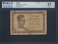 Mali, P-02, 100 Francs, 22.9.1960, Signatures: Maiga/Sow, 12 Fine