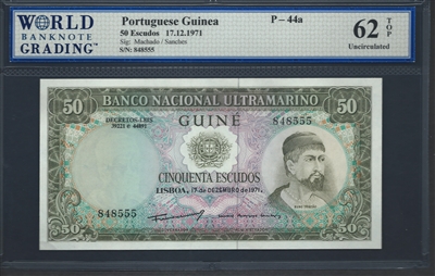 Portuguese Guinea, P-44a, 50 Escudos, 17.12.1971, Signatures: Machado/Sanches, 62 TOP Uncirculated