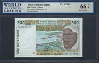 West African States, P-410Dc, 500 Francs, (19)93, Signatures: Kabore/Ouattara (sig. 25), 66 TOP UNC Gem