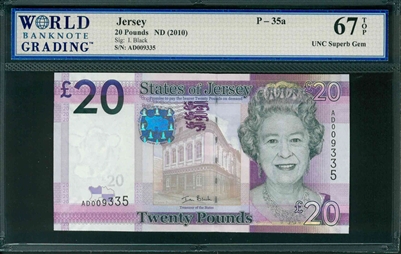 Jersey, P-35a, 20 Pounds, ND (2010), Signatures: I. Black, 67 TOP UNC Superb Gem