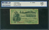 Colombia, P-S504c, 1 Peso, 1.10.1900, Signatures: three unidentified, 12 Fine