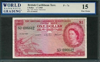 British Caribbean Territory, P-07c, 1 Dollar, 1.7.1960, Signatures: Tub/Reece/Burrowes, 15 Fine Choice