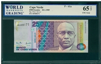 Cape Verde, P-61a, 2500 Escudos, 20.1.1989, Signatures: Pires/da Luz, 65 TOP UNC Gem