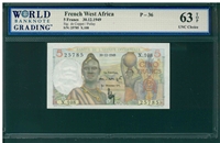 French West Africa, P-36, 5 Francs, 30.12.1949, Signatures: de Coppet/Poilay, 63 TOP UNC Choice