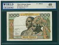 West African States, P-303Cd, 1000 Francs, 20.3.1961, Signatures: Borna/Julienne (sig. 2), 40 Extremely Fine