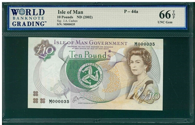 Isle of Man, P-44a, 10 Pounds, ND (2002), Signatures: J.A. Cashen, 66 TOP UNC Gem