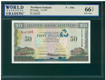 Northern Ireland, P-338a, 50 Pounds, 1.1.1997, Signatures: R.D. Kells, 66 TOP UNC Gem