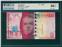 Scotland, P-128a, 100 Pounds, 17.9.2007, Signatures: Stevenson/Matthew, 66 TOP UNC Gem