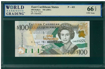 East Caribbean States, P-41l, 100 Dollars, ND (2001), Signatures: K.D. Venner, 66 TOP UNC Gem
