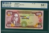 Jamaica, P-63, 20 Dollars, 1960(1976), Signatures: G.A. Brown, 64 TOP UNC Choice