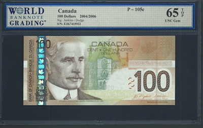 Canada, P-105c, 100 Dollars, 2004/2006, Signatures: Jenkins/Dodge, 65 TOP UNC Gem