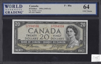 Canada, P-80a, 20 Dollars, 1954 (1955-61), Signatures: Beattie / Coyne, 64 UNC Choice