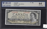 Canada, P-80a, 20 Dollars, 1954 (1955-61), Signatures: Beattie / Coyne, 64 UNC Choice