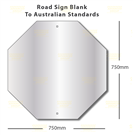 750x750mm 1.6mm thick octagonal aluminium road sign blanks