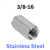 3/8"-16 Rod Coupling Nut Stainless Steel 25 Pieces