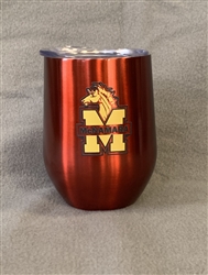 Maroon Stemless Wine Glass with Lid