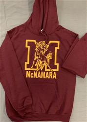 Maroon Hoodie with M Mustang Logo