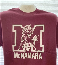 Big M with Mustang Maroon T Shirt