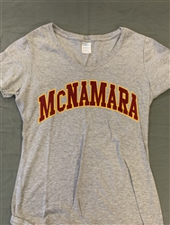 Ladies Short Sleeve Gray McNamara V Neck T Shirt