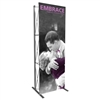 Embrace 1x3 popup trade show booth with front dye-sub SEG fabric graphic