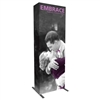 Embrace 1x3 popup trade show booth with fitted dye-sub SEG fabric graphic including endcaps