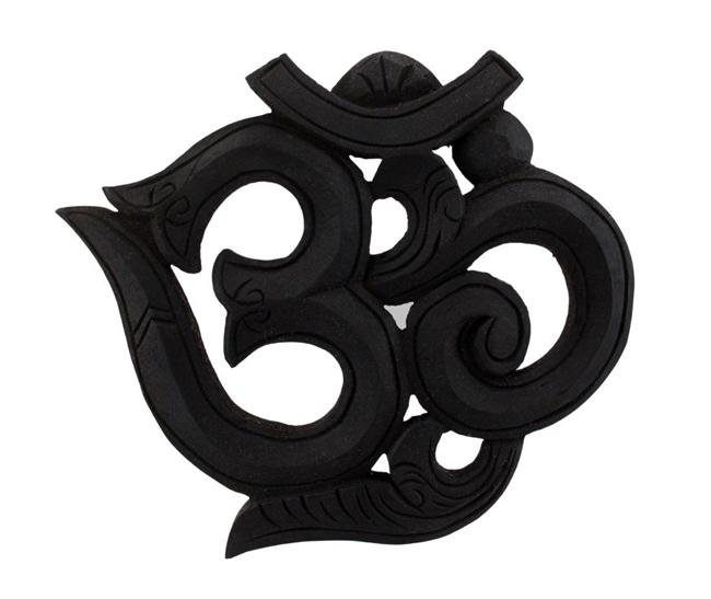 Stained Wooden Om Symbol Wall Plaque