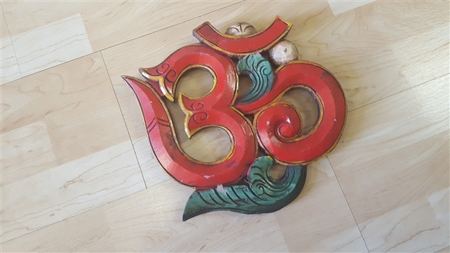 Hand Painted Wooden 'Om' Symbol Wall Plaque color