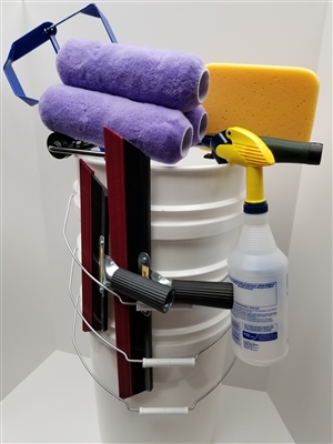 Complete Tool Combo: 12" + 18" MagicTrowels, Mixing Paddle, Roller Handle, 3 Pak - Roller Sleeves/Covers, Sponge, Spray Bottle & 3 Mixing Pails